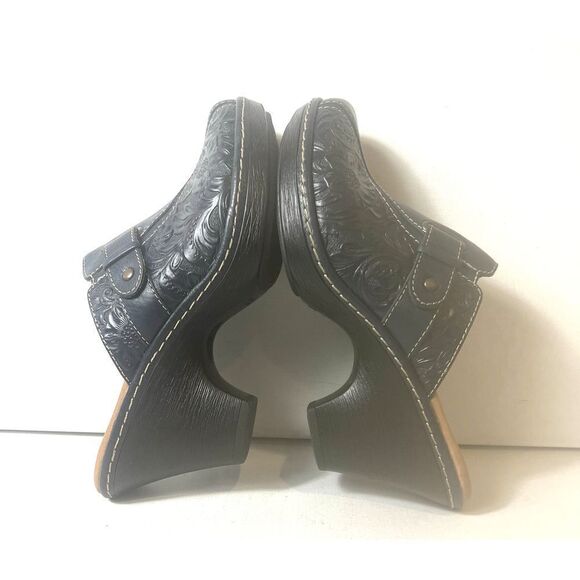 Sofft Womens 7.5 M Navy Blue Textured Floral Leather Slip On Comfort Casual Mule - Picture 5 of 11